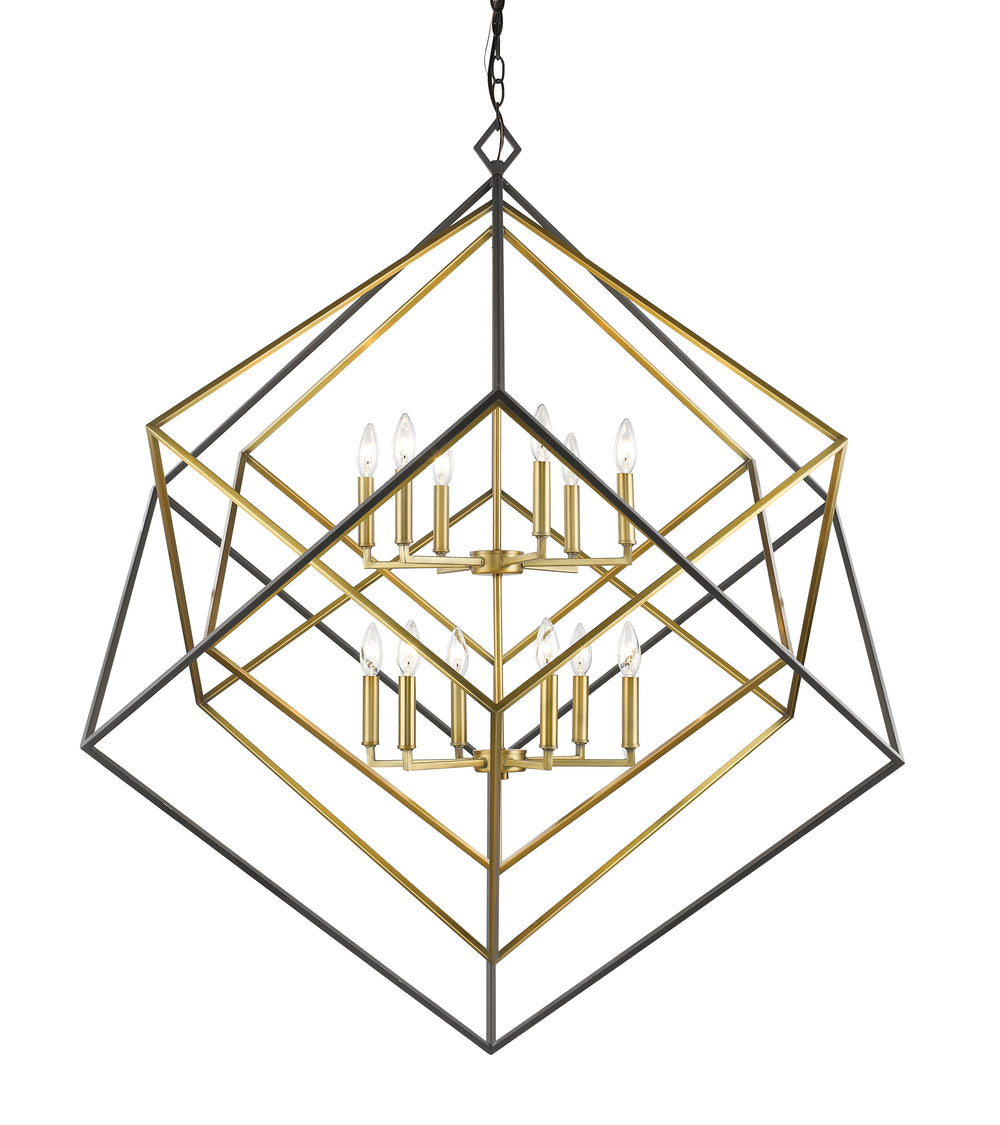 Euclid 12 Light Chandelier in Olde Brass + Bronze Finish
