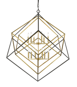 Euclid 12 Light Chandelier in Olde Brass + Bronze Finish