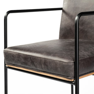 Stamford 36" Total Height Black Leather Seat w/ Wood Back, Metal Frame Counter Stool