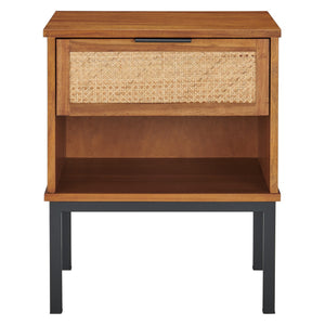 Caine Rattan Night Stand/Side Table In Brown