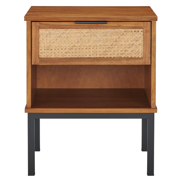 Caine Rattan Night Stand/Side Table In Brown