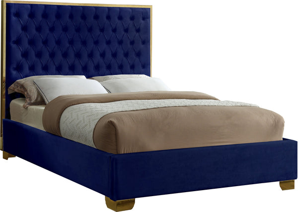 Jared King Bed In Navy Velvet