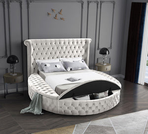 Lorena King Bed In Cream Velvet