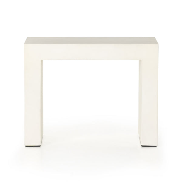 Parish Outdoor End Table In White Concrete