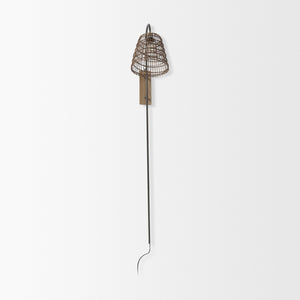 Kiley 28.0L x 7.0W x 15.6H Brown Woven Shade W/Black Metal Wall Sconce