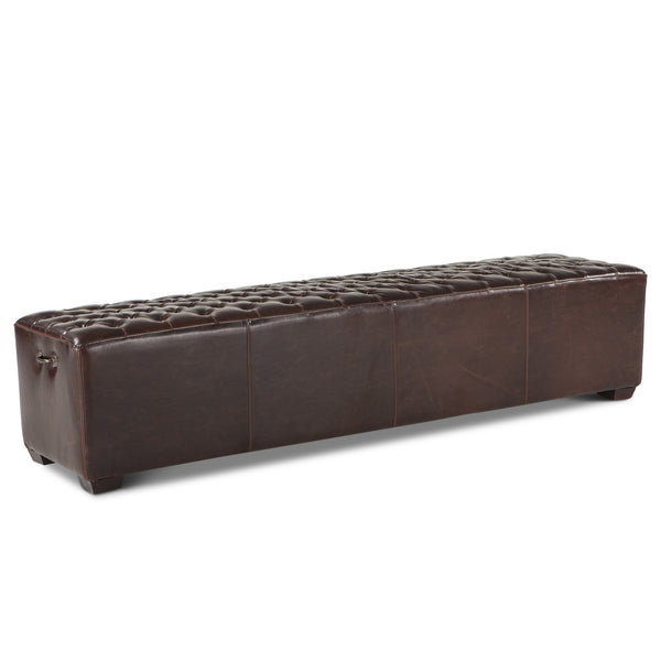 D'Orsay 78-Inch Long Leather Bench with Diamond Stitched Detailing