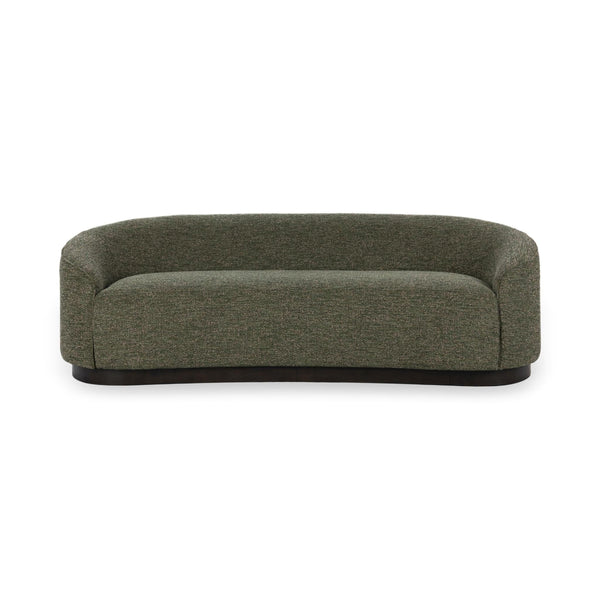 Beverly Upholstered Sofa in Antique Green with Curved Silhouette