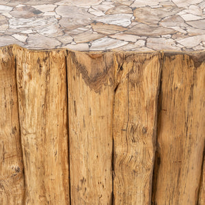 Norwest Solid Wood Console Table with Petrified Stone Top