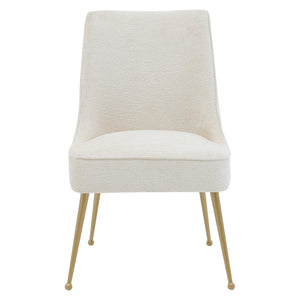 Cedric Fabric Dining Side Chair Gold Legs In Opus Cream (Set of 2)