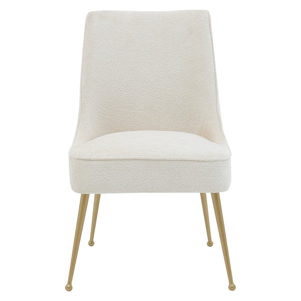 Cedric Fabric Dining Side Chair Gold Legs In Opus Cream (Set of 2)