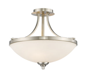 Bordeaux 3 Light Semi Flush Mount in Brushed Nickel Finish