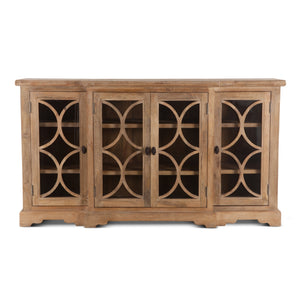 San Rafael 75-Inch Mango Wood Cabinet with Carved Lattice Work Doors