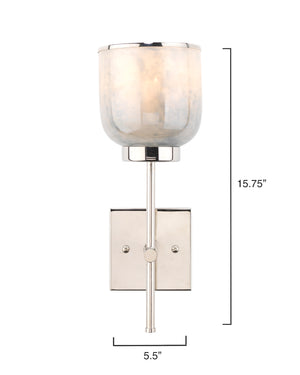 Vapor Single Sconce, Nickel and Blue Opal Metallic Glass