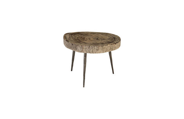 Crosscut Coffee Table Grey Stone Color, Forged Legs