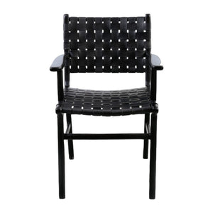 Cahyo Woven Leather Dining Arm Chair - Black