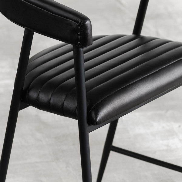 Preston Leather Counter Stool - Midnight Raven
