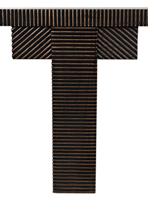 Nabu Mahogany Console in Hand-Rubbed Black with Light Brown Accents