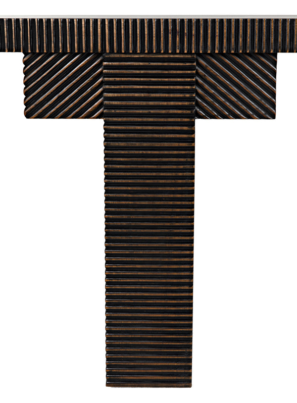 Nabu Mahogany Console in Hand-Rubbed Black with Light Brown Accents