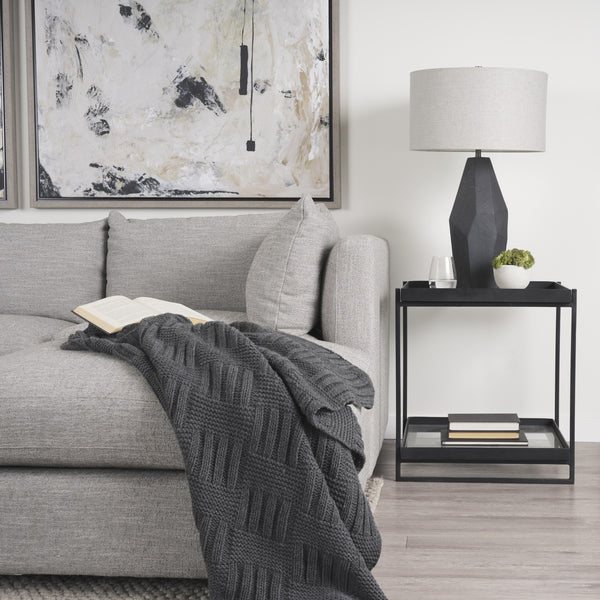 Trey Black Metal W/Glass Accent Table