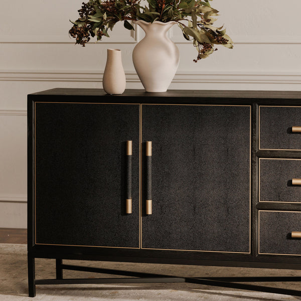 Moe's Mako Sideboard Large Black with Gold Detailing