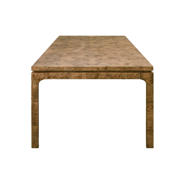 MODERN RECTANGULAR DINING TABLE IN DARK BURL WOOD