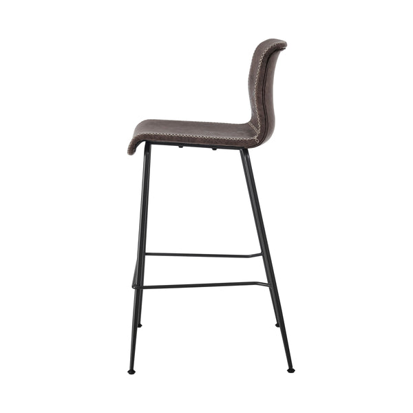 Jayden KD PU Low Back Counter Stool, Vintage Coffee Brown