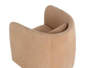 EMILIE SWIVEL LOUNGE CHAIR - NUBUCK TAN LEATHER