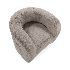 Teddy Plush Accent Chair in Soft Faux Fur - Granite