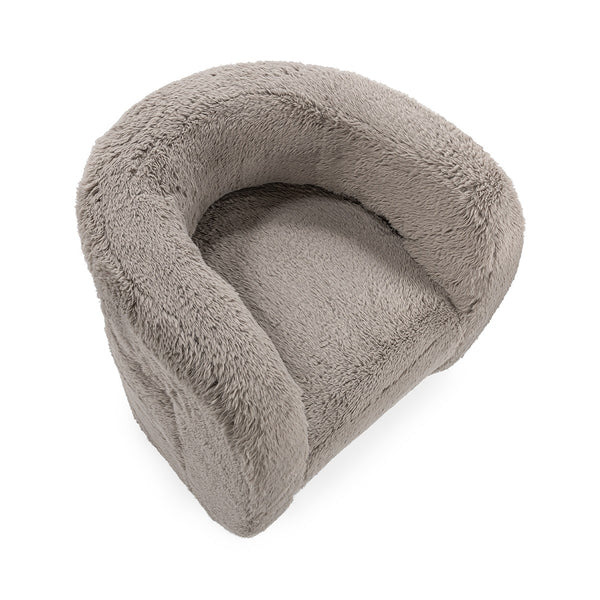 Teddy Plush Accent Chair in Soft Faux Fur - Granite