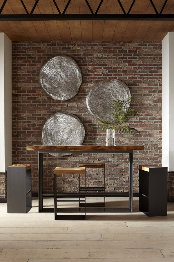 Iron Frame Bar Table, Chamcha Wood, Natural