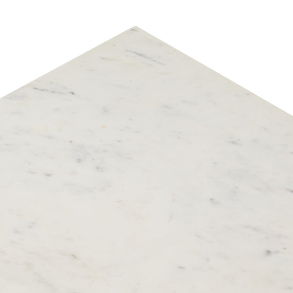 Hammered Iron Coffee Table In White Marble