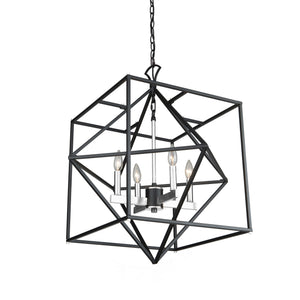 Roxton AC11204PN Chandelier in Matte Black & Polished Nickel