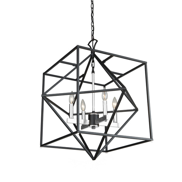 Roxton AC11204PN Chandelier in Matte Black & Polished Nickel