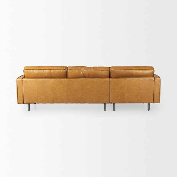 D'Arcy 111"L x 70"D x 33"H Tan Leather Left Chaise Sectional