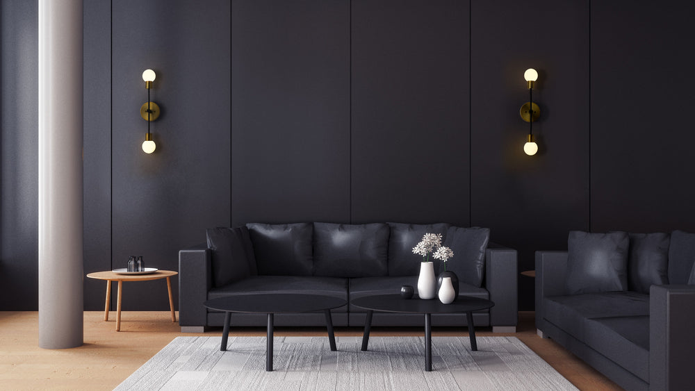 Neutra 2 Light Wall Sconce in Matte Black + Foundry Brass Finish