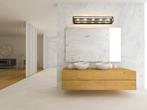 Kube 5 Light Vanity in Matte Black + Brushed Nickel Finish