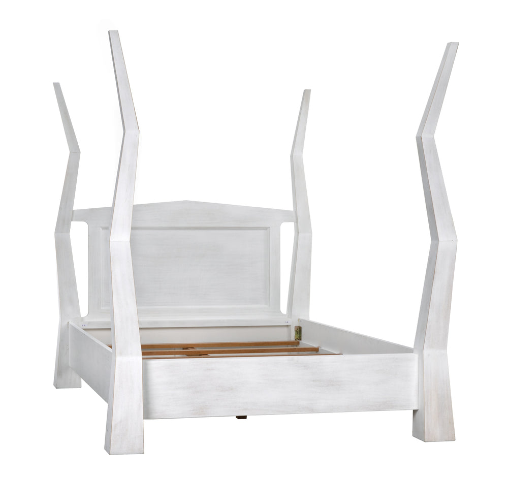 Patras Queen Bed in White Wash Mahogany