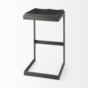Kiran 17L x 17W x 30H Black Wood W/ Black Metal Base C-Shape Bar Stool