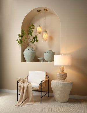 Portobello Rattan Table Lamp with Linen Shade