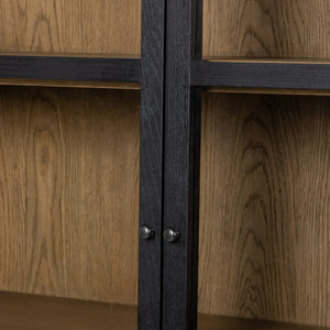 Millie Panel & Glss Door Cabinet In Mtt Blk