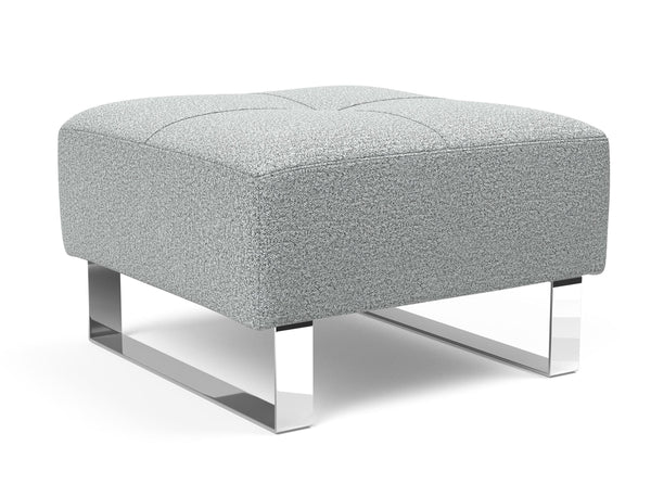 DELUXE EXCESS OTTOMAN in MELANGE LIGHT GREY FABRIC WITH Chrome legs 538