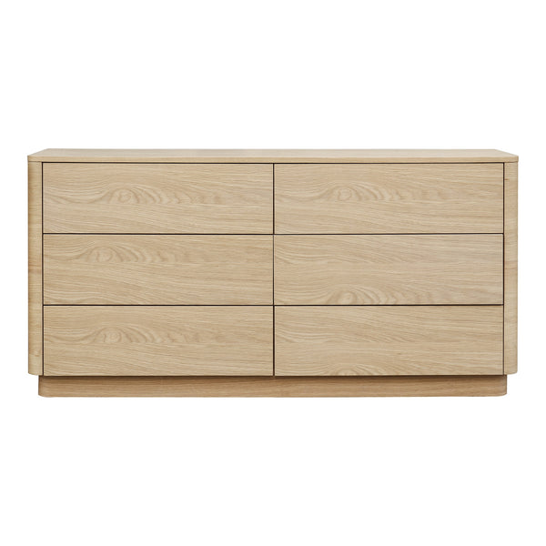Moe's Round Off Six-Drawer Light Oak Dresser