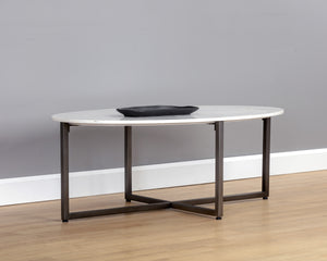 Kiara Coffee Table - Gunmetal - White Marble