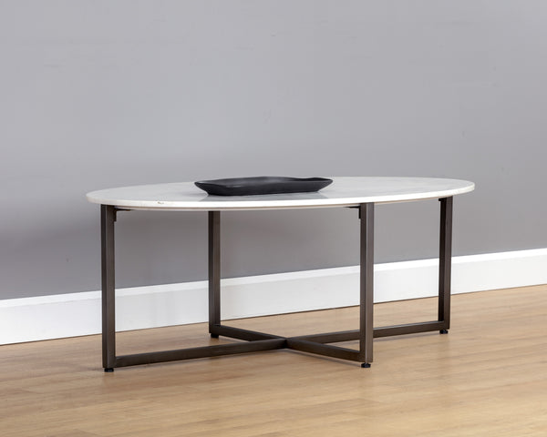 Kiara Coffee Table - Gunmetal - White Marble