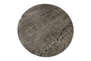 Chuleta Round Dining Table on Stainless Steel Base, Gray Stone