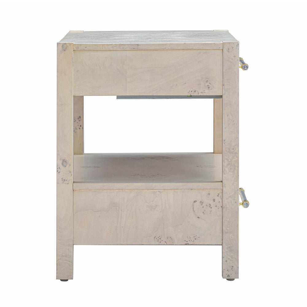 Brandyss White Burl Nightstand
