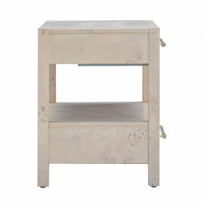 Brandyss White Burl Nightstand