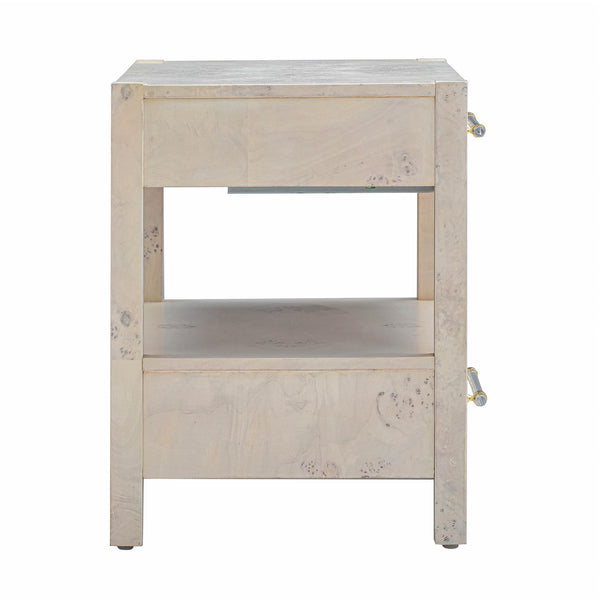 Brandyss White Burl Nightstand