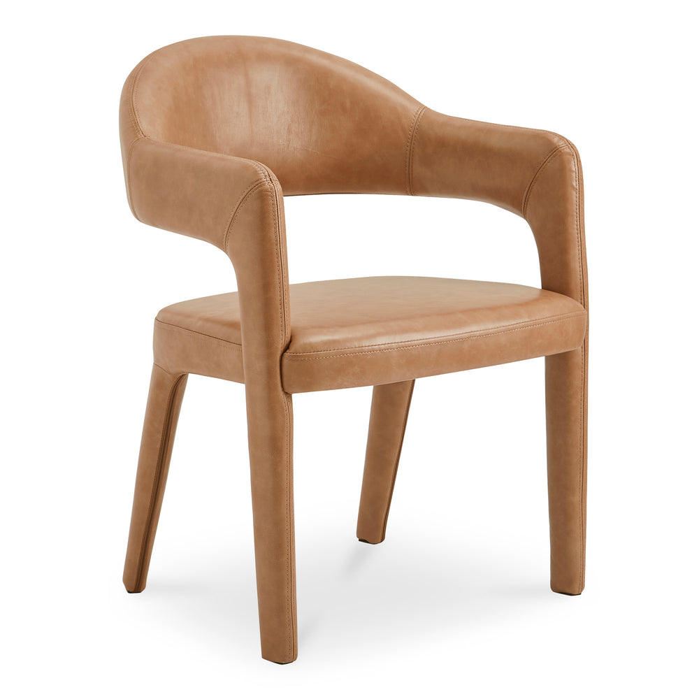 Martens Brown Leather Dining Chair with Armrests