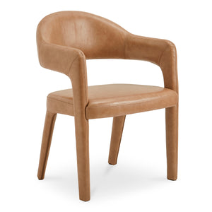 Martens Brown Leather Dining Chair with Armrests